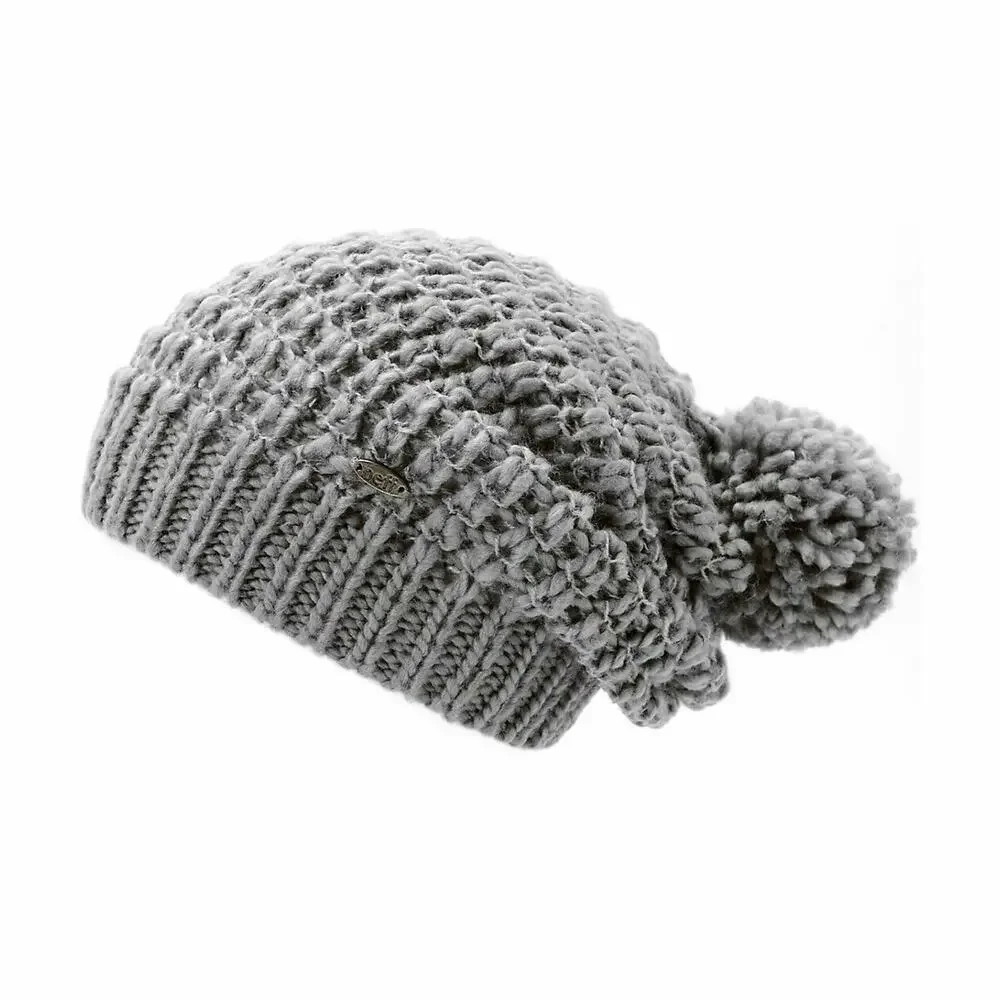 NEFF Eifel-t Chunky Knit Slouch Pom Pom Beanie Winter Hat, Grey NWT Outdoors Ski